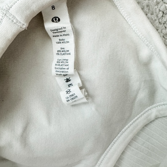 lululemon White Ribbed Ebb to Steet Tank Top - Size 8 - Picture 4 of 5